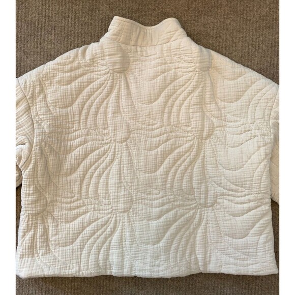 7 For All Mankind Quilted Cropped Jacket Womens L Lined Cotton Puffer - Picture 3 of 9